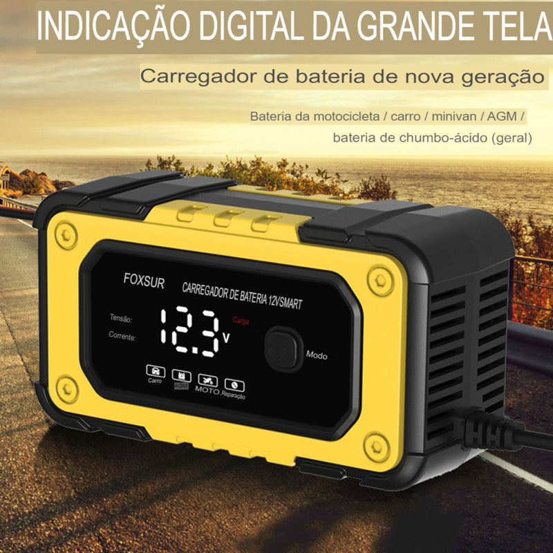 Carregador Automático De Bateria Foxsur 12v/6a Suv Led Truck