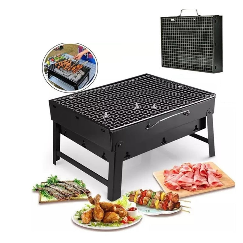 CHURRASQUEIRA PORTÁTIL MINI A CARVÃO COMPLETA GRELHA DOBRÁVEL MALETA CAMPING