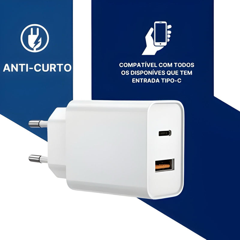 Carregador Completo 67W Turbo Entrada USB + USB-C Branco