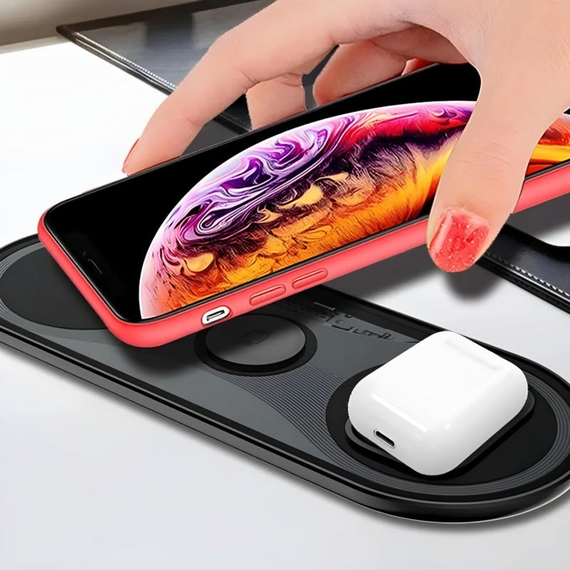 Estação Carregamento Sem Fio Wireless 3 Em 1 Hrebos