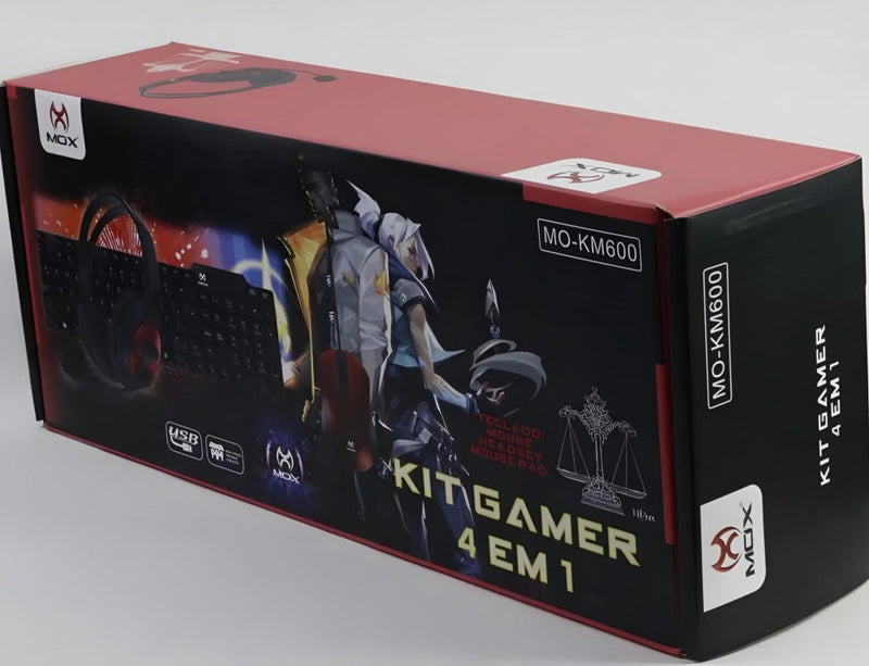 Kit Gamer MO-KM600 com Teclado, Mouse, Headset e Mouse Pad