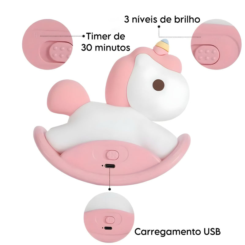 Luminária Infantil Led Siliconado Unicórnio