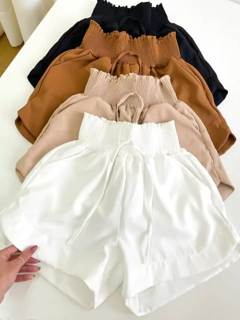 Short Feminino Alfaiataria Cós com Elástico Soltinho Isadora