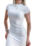 Vestido Feminino Midi Muscle Tee com Fenda Landara