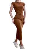 Vestido Feminino Midi Muscle Tee com Fenda Landara