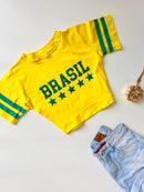 T-Shirt Cropped Estampada Brasil