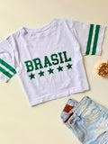 T-Shirt Cropped Estampada Brasil