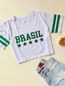 T-Shirt Cropped Estampada Brasil