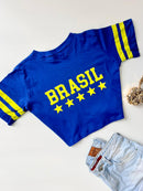 T-Shirt Cropped Estampada Brasil