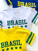 T-Shirt Cropped Estampada Brasil