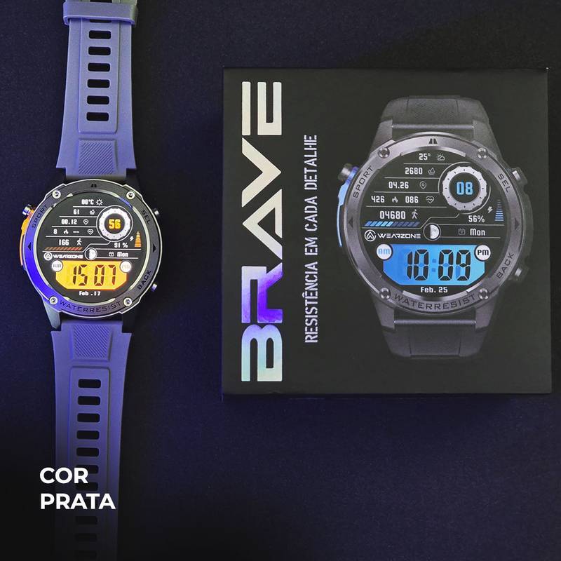 Smartwatch Brave Wearzone – Resistência Militar, GPS Duplo e 170 Modos Esportivos