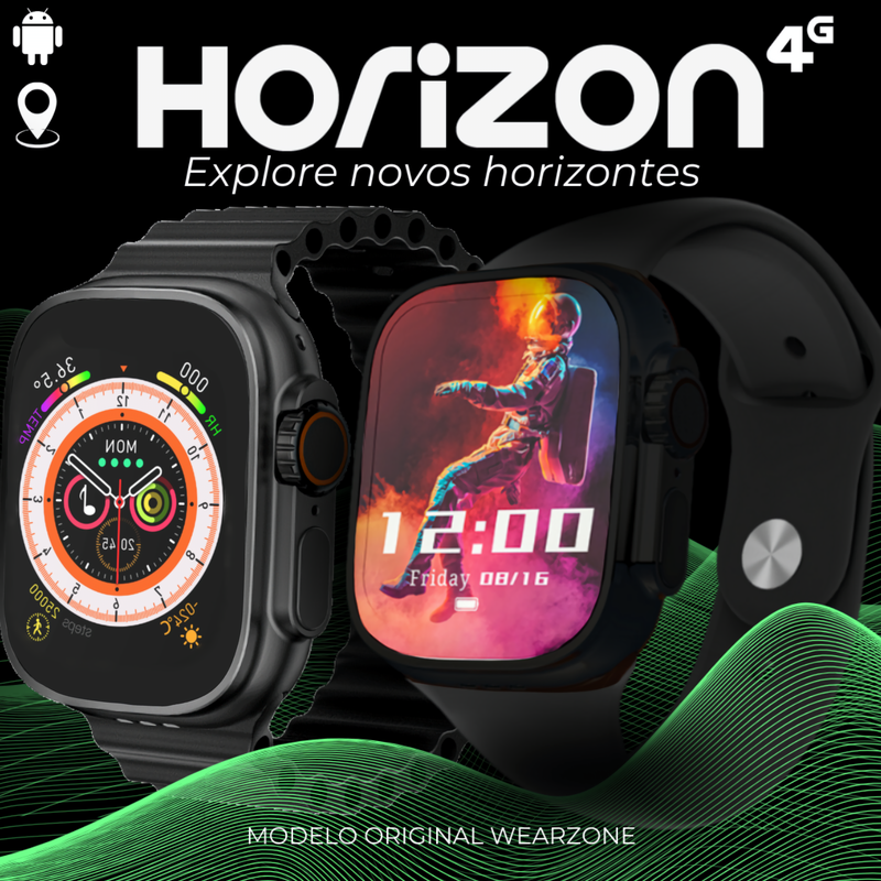 Smartwatch 4G Horizon  Wearzone Celular de Pulso 4G 2Gb de Ram e 16Gb de Armazenamento