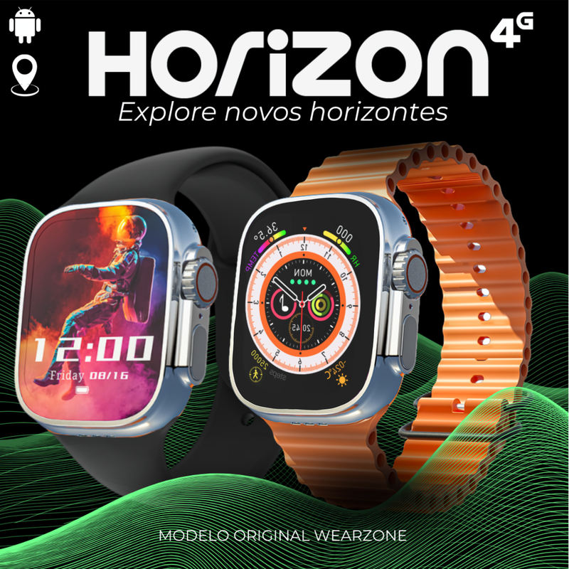 Smartwatch 4G Horizon  Wearzone Celular de Pulso 4G 2Gb de Ram e 16Gb de Armazenamento